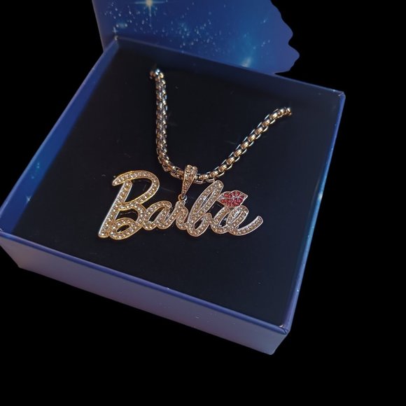 Barbie-Inspired Rhinestone Nameplate Choker Necklace Sparkling Statement Jewelry - Picture 8 of 10
